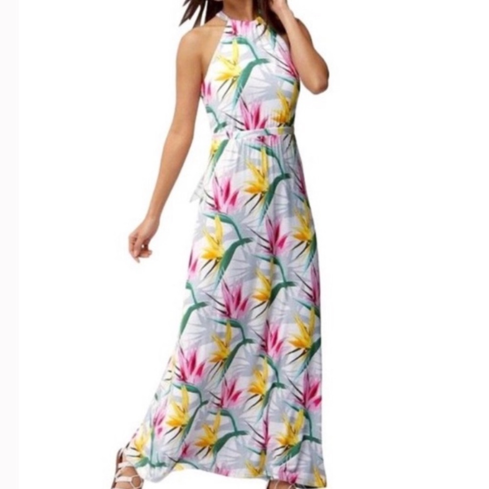 Tommy Bahama Floral Bird Of Paradise Halter Maxi Dress XS